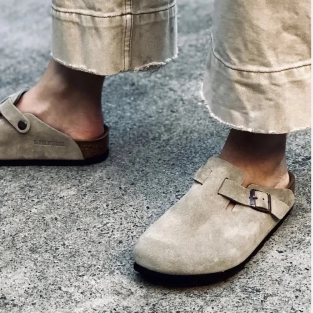 Birkenstock Boston Taupe Suede Size 41 Fits US 10-10.5